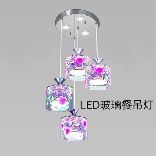 新品三四头餐厅吊灯LED吧台玻璃吊灯现代简约饭厅单头餐桌吊灯