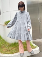 Japanese single girl ME*RRY J autumn solid color simple casual puff sleeve cake dress