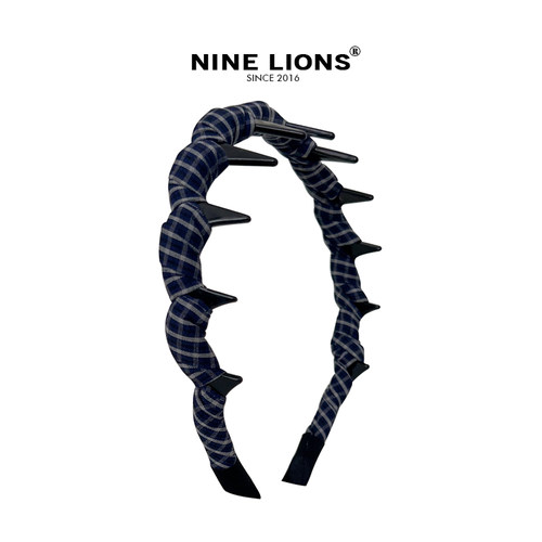 nine lions/复古格子高颅顶发箍带齿头箍外出百搭发卡洗脸发捆女