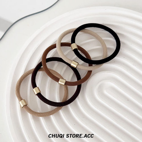 chuqi store/基础发绳女粗款斜纹金环头绳高弹力马尾扎头发橡皮筋