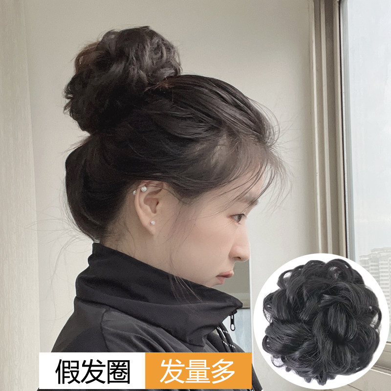 丸子头假发发圈盘发发髻花苞头