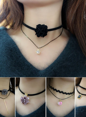 短款双层日韩风蕾丝欧美脖子饰品