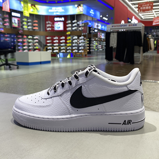 Nike耐克AirForce 1大童女鞋2026新款低帮白黑系带休闲板鞋IR0270