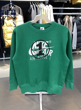 正品耐克女装22冬季新款AF1圆领印花运动休闲卫衣 FB7651-133-365