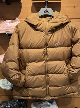 阿迪达斯女子2024冬连帽防风保暖运动休闲羽绒服外套 JV6191 6192