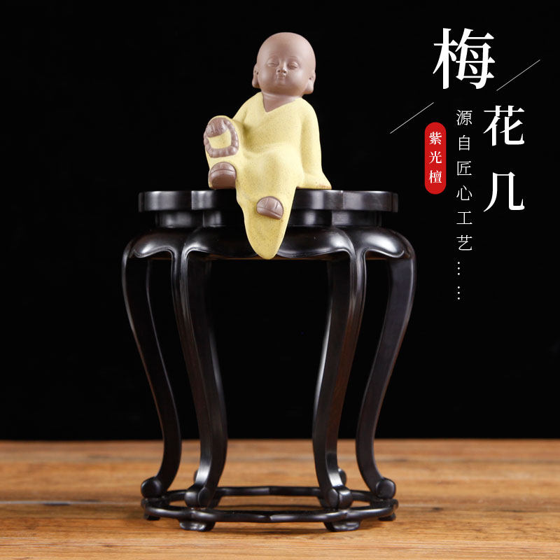 红木圆形盆景茶壶鱼缸花瓶紫光檀
