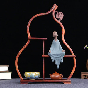 红檀小博古架实木中式摆件架茶道