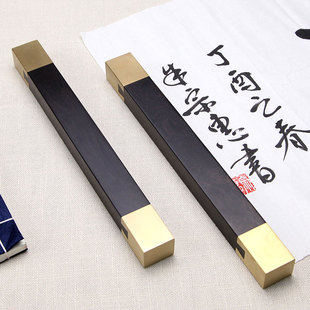 紫光檀镶铜书镇红木镇纸镇尺木镇子文房四宝书法用品礼盒装