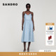 新款 吊带蓝白条纹细闪装 女装 SANDRO2026春季 法式 经典 饰长款 连衣裙