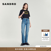 丹宁牛仔裤 SANDRO秋冬女装 法式 简约棉质高腰前贴袋直筒长款 经典 款