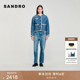 季 牛仔棉服外套 复古丹宁绒边短款 末6折SANDRO2025秋冬新款 女装