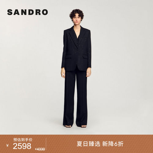 SANDRO女装时尚优雅黑色亮片西装