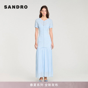 法式 立体蕾丝提花纹理针织连衣裙两件套 女装 SANDRO2026春夏新款
