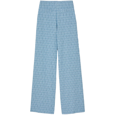 SANDRO高腰花呢格纹休闲阔腿裤