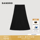 优雅黑色开合口袋前开衩长款 SANDRO2025秋冬女装 法式 针织半身裙