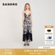 SANDRO2025春夏女装 法式 气质优雅桑蚕丝印花流苏吊带连衣裙长裙