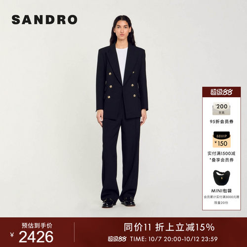 SANDRO女装法式黑色西装外套