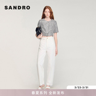法式 女装 时尚 粗花呢千鸟格短款 外套上衣 SANDRO2026春季 修身 新款