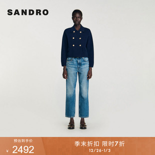 绵羊毛短款 季 迪木尔风法式 女装 针织外套 末7折SANDRO2025秋冬新款