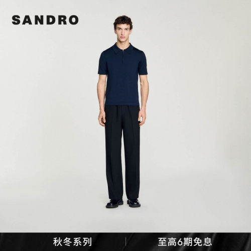 SANDRO拉链POLO领针织上衣