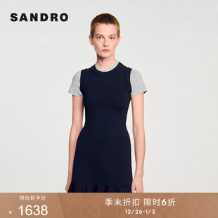 气质假两件修身 季 法式 女装 针织连衣裙 末6折SANDRO2025秋冬新款