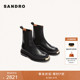 饰帅气齿纹切尔西黑色女靴 徽标金属装 季 末7折SANDRO秋冬女士法式