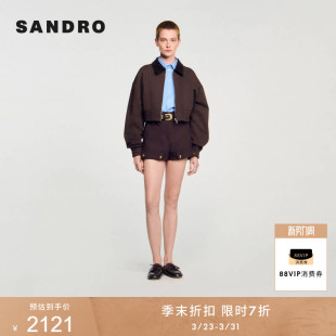 迪木尔风休闲深棕色针织夹克外套 法式 季 末7折SANDRO2025秋冬女装