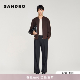 法式 男装 时尚 立领罗纹收口拉链长袖 夹克 SANDRO2026春季 短款 新款