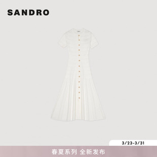 新款 收腰镂空长款 女装 时尚 针织连衣裙 法式 SANDRO2026春季