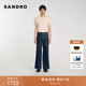 末7折SANDRO博主同款 秋冬男装 棉质原色裤 季 边撞色走线阔腿牛仔裤