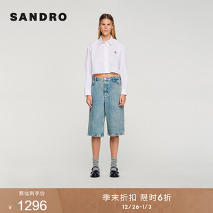 复古宽松棉质牛仔五分裤 季 女装 2025秋冬新款 末6折SANDRO博主同款