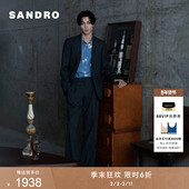 末6折SANDRO2025秋冬新款 碳灰色绵羊毛直筒西装 男装 季 法式 时尚 裤