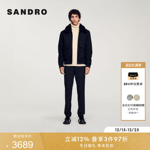 SANDRO男装时尚舒适黑色休闲外套