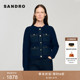 绵羊毛蓝色拼贴牛仔口袋针织开衫 女装 末6折SANDRO2025秋冬新款 季