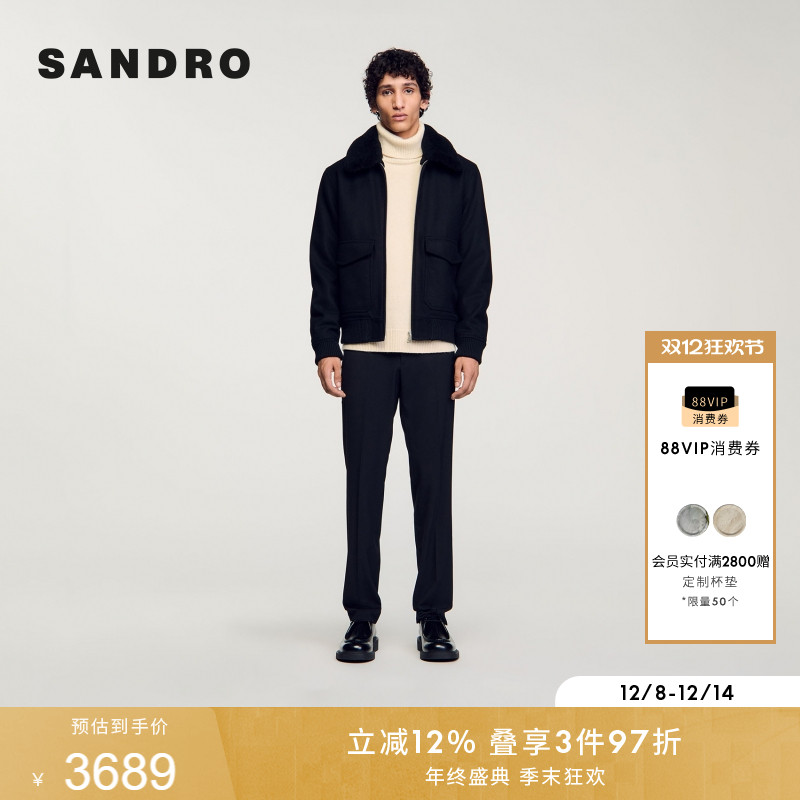 SANDRO男装时尚舒适黑色休闲外套