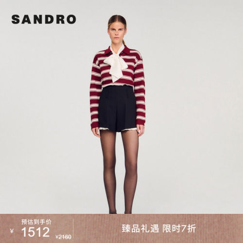 SANDRO女装法式双层百褶边短裤