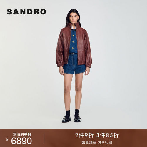 SANDRO女装时尚复古皮格外套