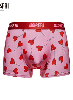 mon2fri男士内裤爱心粉色四角裤情人节送男生情侣礼物礼盒仪式潮