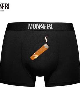 mon2fri男士内裤美拉德风黑色印花搞怪雪茄四角裤潮送男友礼物