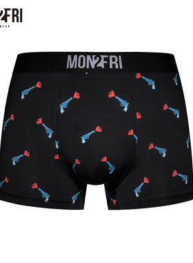 mon2fri男士内裤爱心手枪趣味潮情人节内裤情侣礼物四角裤平角裤