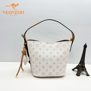 SEOSEOO九州袋鼠女包正品2026新款时尚印花水桶包单肩斜挎包78716