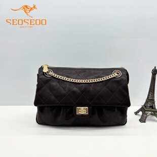 SEOSEOO/九州袋鼠女包2026新款商场同款时尚菱格真皮小方包792623