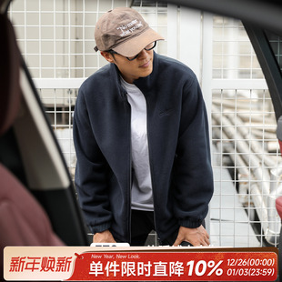 370g美式 复古一体暖绒男秋冬立领夹克外套休闲宽松上衣做旧潮工装