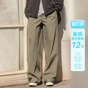 潮分割束脚直筒休闲裤 男士 长裤 290G嘿马七作日系复古春秋宽松工装