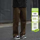 潮牌 宽松直筒长裤 嘿马七作日系复古春夏款 男生斜纹侧边分割休闲裤