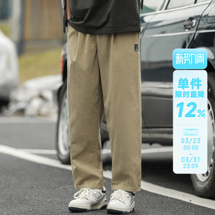休闲宽松直筒裤 男生户外折边九分裤 子潮牌 款 嘿马七作日系复古夏季