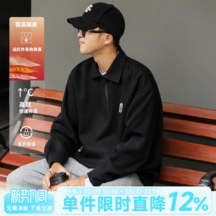 POLO衫 植物贴标长袖 潮宽松休闲上衣 复古春秋男士 370g嘿马七作美式