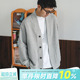 400g重磅嘿马七作春秋款 男女上衣外套潮 简约风纯色华夫格针织开衫