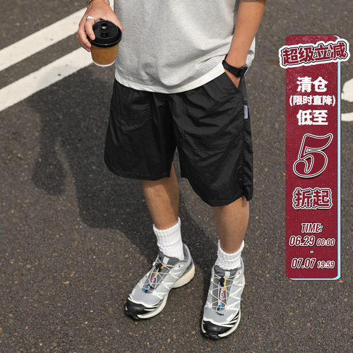 嘿马七作日系复古夏季新款男士户外工装休闲裤子宽松五分短裤潮q