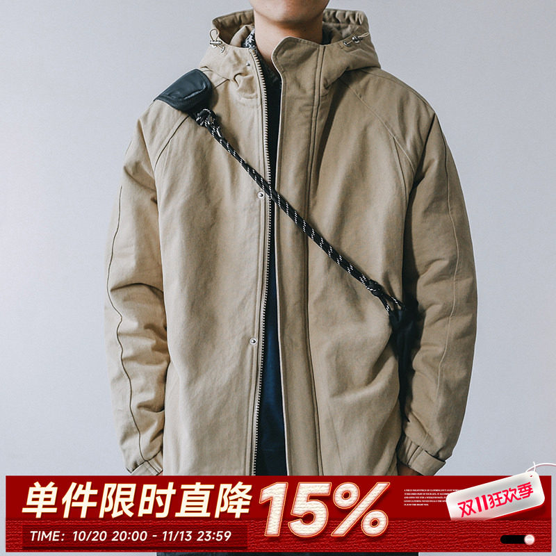 加厚HEEMKIZOO日系冬季保暖工装棉服男装潮休闲情侣新款棉衣外套